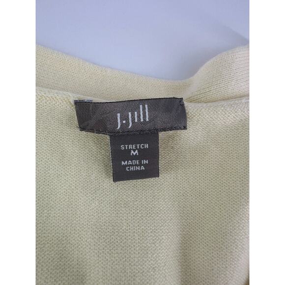 J. Jill Cardigan Sweater Womens Medium Pale Yellow Stretchy Button Up Casual - Picture 5 of 6